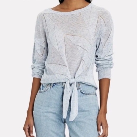 Veronica Beard Elina Crewneck Sweater 100% Linen Light Blue XS - Picture 9 of 9